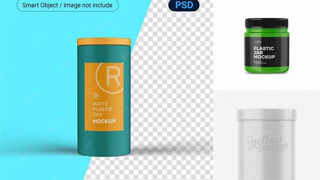 3619+ Cylindrical Plastic Jar PSD Mockup Eye-Level Shot Custom Mockup Graphic Design