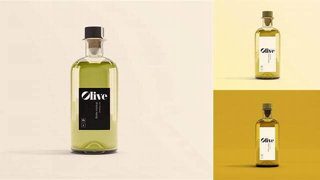 3622+ Dark Glass Olive Oil Bottle PSD Mockup Elegant and Versatile PSD Resource