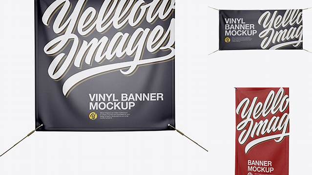 3622+ Matte Vinyl Banner PSD Mockup Front View Fully Customizable Photoshop Freebie