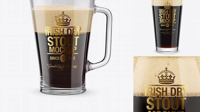 3623+ Irish Dry Stout Beer Pitcher PSD Mockup Unique High-Resolution PSD