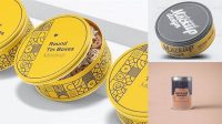 3624+ Round Tin Box PSD Mockup High-Quality Digital Mockup Resource