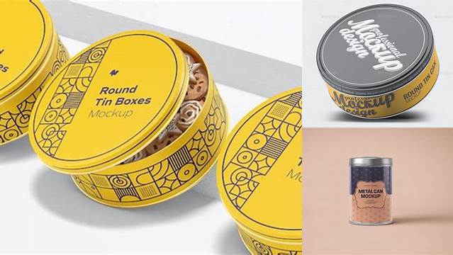 3624+ Round Tin Box PSD Mockup High-Quality Digital Mockup Resource