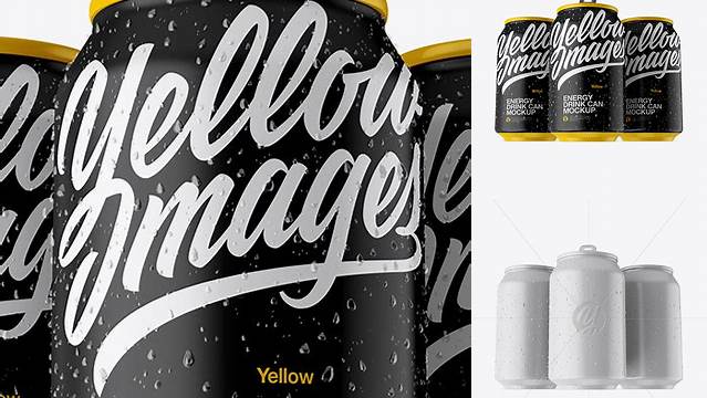 3625+ Three 330ml Matte Aluminium Cans with Condensation PSD Mockup Hero Shot Advanced and Editable PSD Template Free