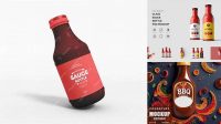 3626+ Clear Glass Bottle with BBQ Sauce PSD Mockup Fully Layered PSD Freebie