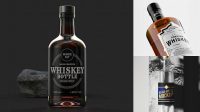 3626+ Green Glass Bottle with Whiskey PSD Mockup Digital Photoshop Free Mockup