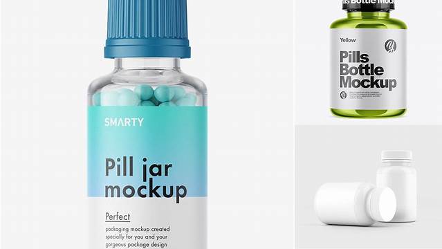 3626+ Metallic Pills Bottle With Shrink Sleeve PSD Mockup Smart Layer PSD