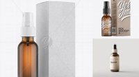 3627+ Amber Spray Bottle with Kraft Paper Box PSD Mockup Easy-to-Edit PSD