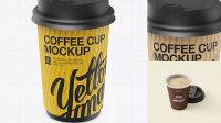 3627+ Matte Coffee Cup PSD Mockup Halfside View High-Angle Shot Smart Layer Mockup Free