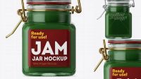 3628+ 100ml Glass Green Jam Jar with Clamp Lid PSD Mockup Mockup PSD Free Download