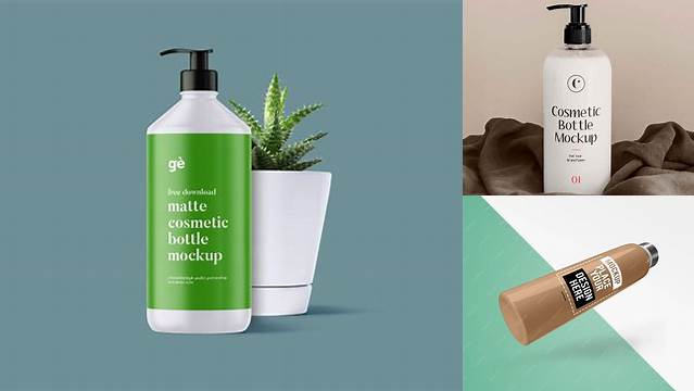 3628+ Plastic Bottle with Pump PSD Mockup Front View Free PSD for Creatives