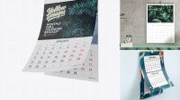 3629+ Textured Monthly Wall Calendar PSD Mockup Half Side View Exclusive Free PSD Mockups