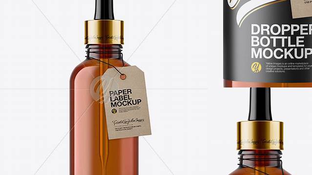 363+ 50ml Amder Glass Dropper Bottle with Kraft Label PSD Mockup Layered PSD File Free Download