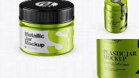 3638+ 250ml Metallic Plastic Jar PSD Mockup High-Angle Shot Exclusive Digital PSD Resource