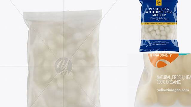 3640+ Frosted Plastic Bag With Dumplings & Metallic Finish PSD Mockup Free Design Resource