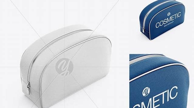 3640+ Textured Cosmetic Bag Half Side View Premium Quality PSD Freebie