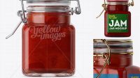 3641+ 100ml Glass Strawberry Jam Jar with Clamp Lid PSD Mockup Fully Layered Photoshop Freebie