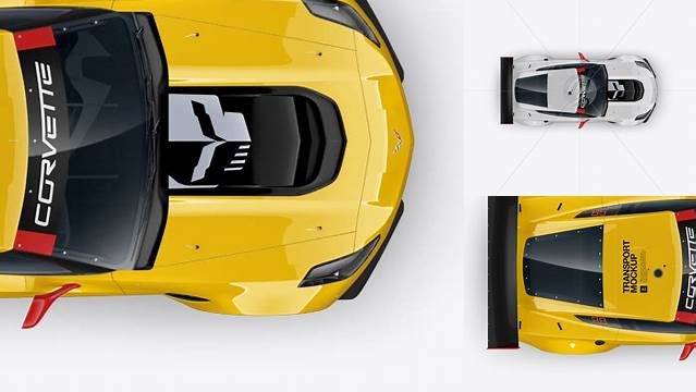 3641+ Chevrolet Corvette C7R PSD Mockup Top View Smart Layer Mockup Free