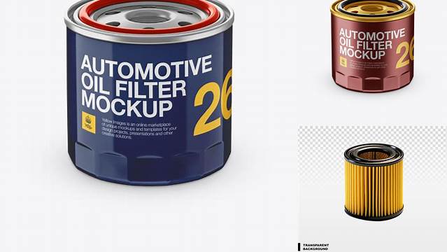 3646+ Automotive Oil Filter PSD Mockup Metal & Glossy Customizable Design Files