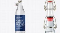 3646+ Clear Glass Water Bottle with Clamp Lid PSD Mockup Free PSD for Creatives