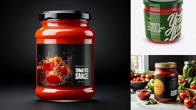 3646+ Plastic Jar With Tomato Sauce PSD Mockup High-Angle Shot Free Downloadable PSD