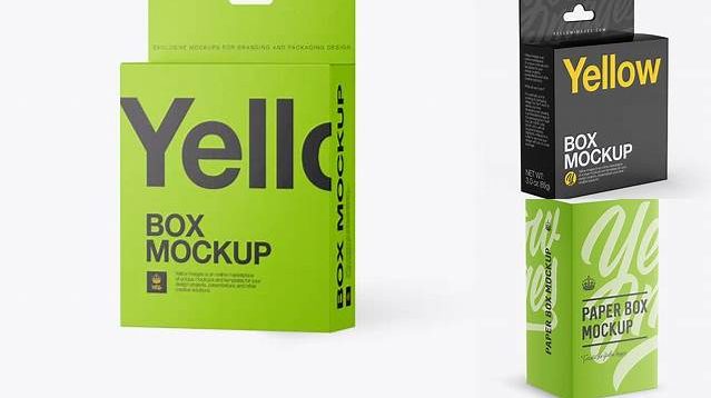 3649+ Textured Paper Box with Hang Tab PSD Mockup Half Side View Customizable Design Files