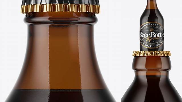 365+ 330ml Amber Glass Stout Beer Bottle PSD Mockup Unique and Editable PSD