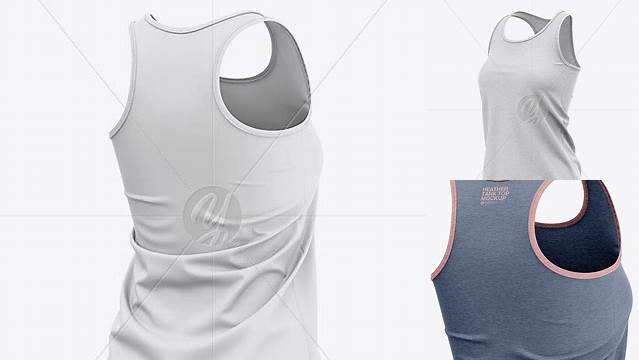 3650+ Women's Heather Racerback Tank Top PSD Mockup Back Half Side View Free Downloadable PSD