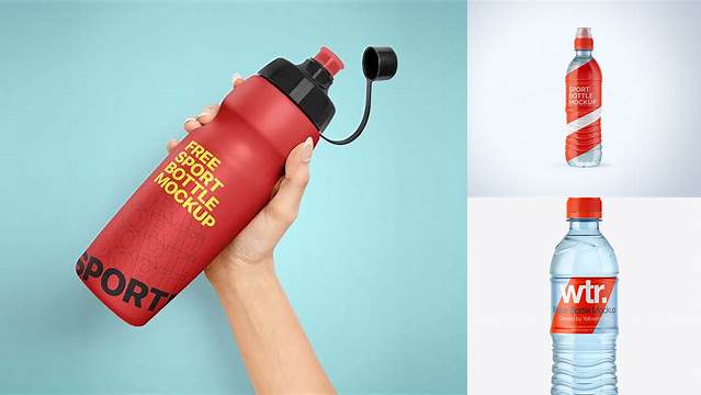 3652+ 500ml Blue Bottle with Sport Cap PSD Mockup Fully Editable PSD Template