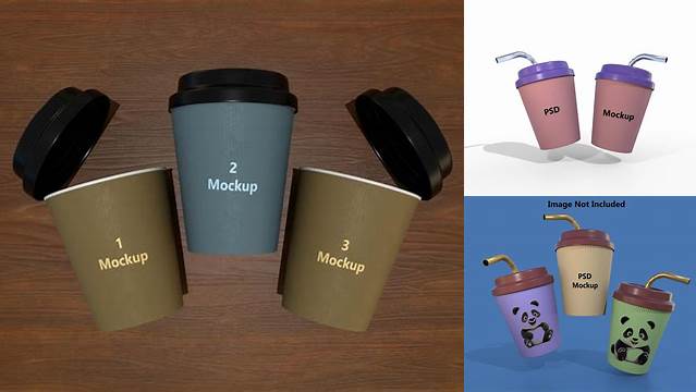 3653+ 4 Plastic Cups with Holder PSD Mockup Easy-to-Use PSD Template