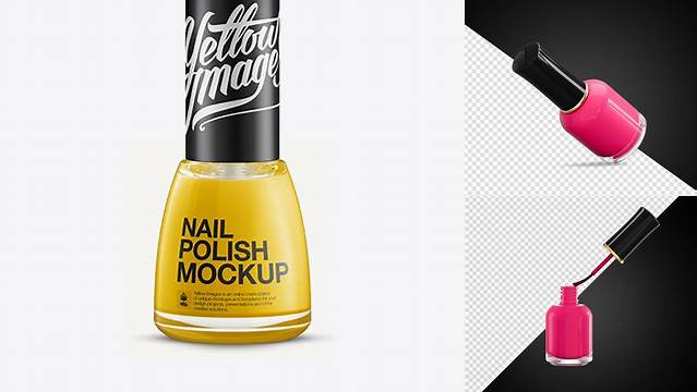 3658+ Glossy Nail Polish Bottle with Matte Cap PSD Mockup Free Premium Photoshop Template Download