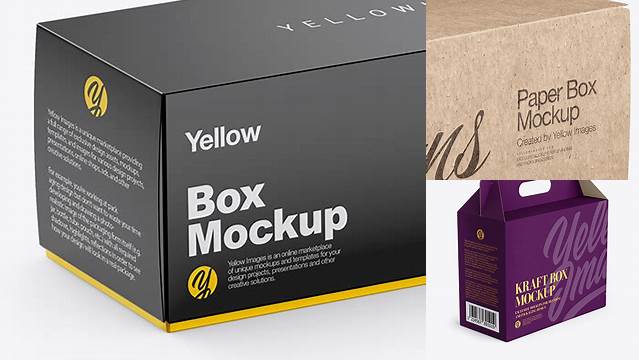 3658+ Textured Paper Box PSD Mockup Half Side View High-Angle Shot Unique High-Resolution Design Freebie