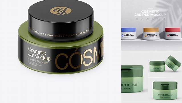 3660+ 50ml Matte Plastic Cosmetic Jar PSD Mockup High-Angle Shot Best for Showcase