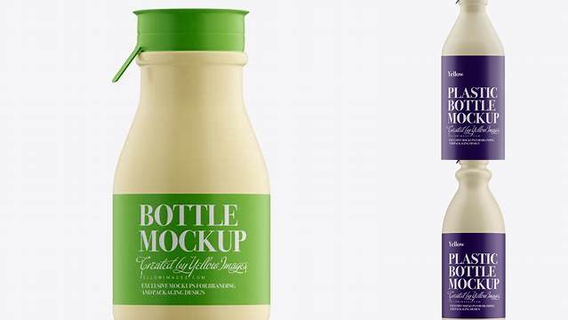 3665+ Matte Plastic Dairy Bottle PSD Mockup Front View Free PSD Mockup Resource