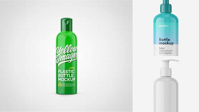 367+ Glossy Plastic Bottle with Pump PSD Mockup Free Download Design Mockup