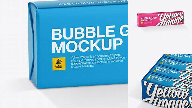 367+ Metallic Bubble Gum Pack PSD Mockup Halfside View High-End Professional PSD Resources