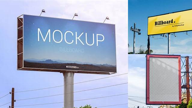 3672+ Billboard PSD Mockup Front View Smart Object-Based PSD Template Free