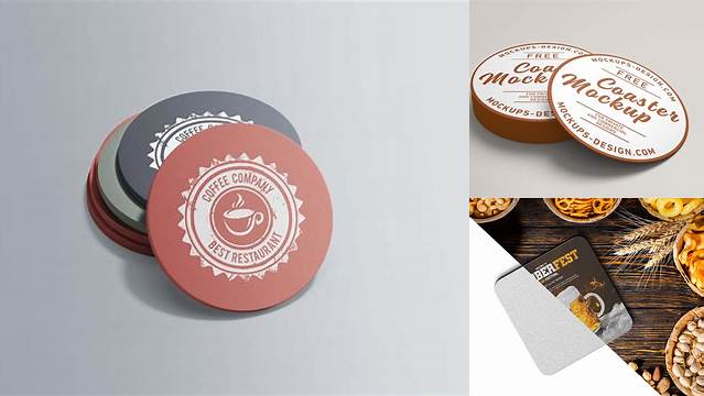 3672+ Coasters Mockup Editable Graphic Free PSD