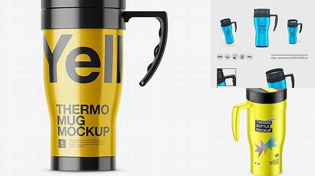 3673+ Aluminium Thermo Mug PSD Mockup Exclusive and Stylish Design PSD