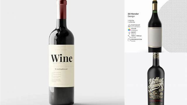 3673+ Black Matte Bordeaux Bottle PSD Mockup Creative High-Resolution PSD Freebie