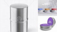 3676+ 20ml Metallic Cosmetic Jar PSD Mockup High-Angle Shot Custom Graphic Resource Free Download