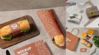 3676+ Sandwich Wrap Paper Mockup Advanced Editable PSD