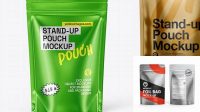 3677+ Metallic Stand-Up Pouch with Zipper PSD Mockup Front View Custom Graphic Resource Free Download