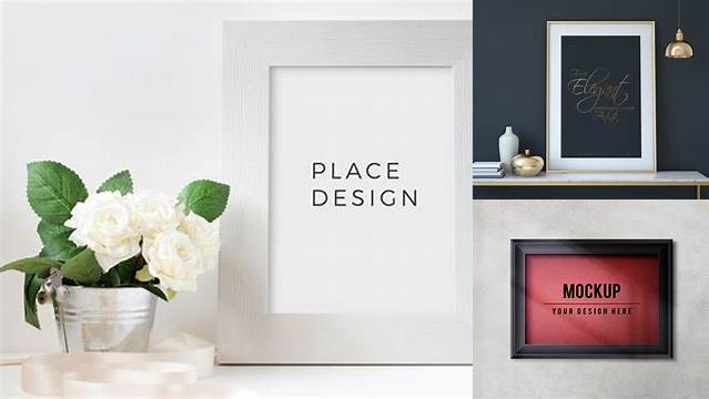 3682+ Poster with Metallic Frame PSD Mockup Elegant PSD Mockup