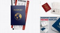 3683+ Passport with Tickets PSD Mockup Half Side View Download Customizable PSD