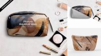 3686+ Glossy Cosmetic Bag PSD Mockup Back Half Side View Versatile and Modern PSD Mockup