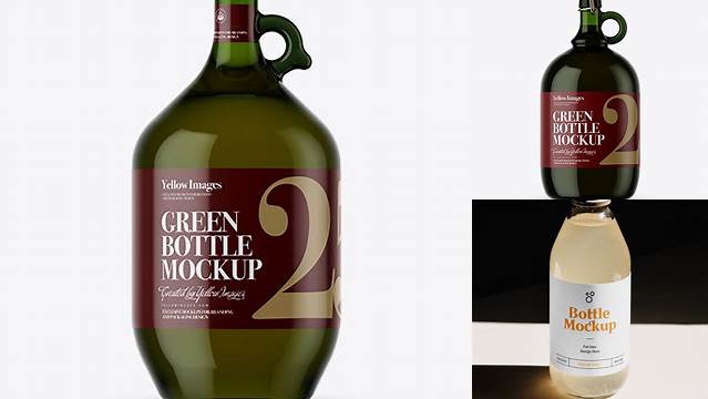 3687+ 3L Green Glass Bottle With Handle PSD Mockup Free Mockup Templates