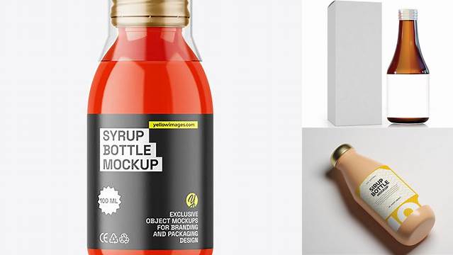 369+ Orange Syrup Bottle PSD Mockup Front View Layered Photoshop Template