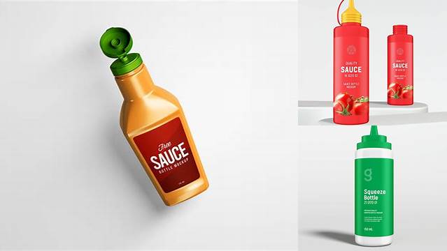 3693+ 730g Ketchup Squeeze Bottle PSD Mockup Unique High-Resolution Design Freebie