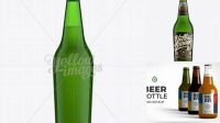 3694+ 660ml Beer Bottle PSD Mockup / Green Glass High-Resolution Graphic