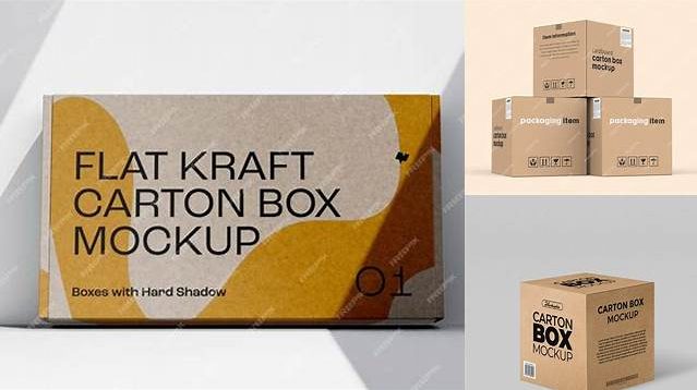 3699+ Kraft Square Carton Box PSD Mockup Front View Premium Design Freebie